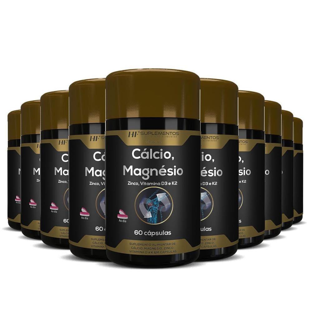 10X Calcio Magnesio Zinco Vit D3 K2 60Caps Hf Suplementos