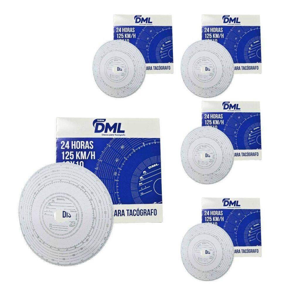 Kit 5 Caixa Disco Tacógrafo Diário 125Km X 24 Com 100Un 10X10