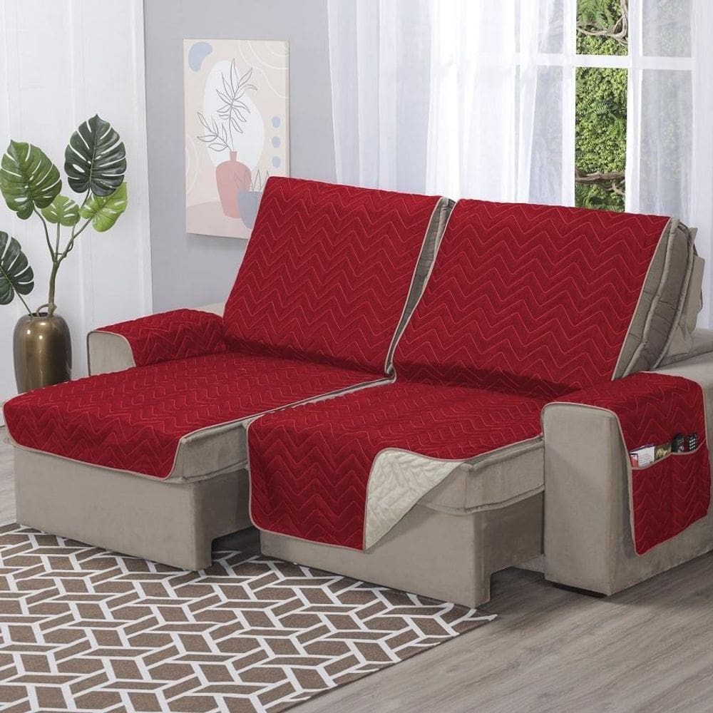 Protetor Sofá Retrátil Capa 3 Lugares 1,80M Assento Dupla