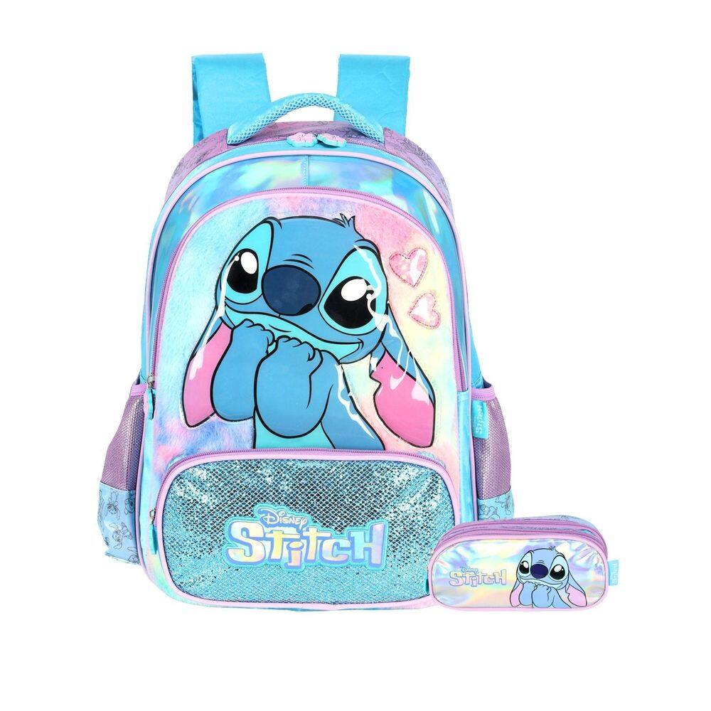 Kit Escolar Lilo Stitch Mochila De Costas + Estojo Triplo