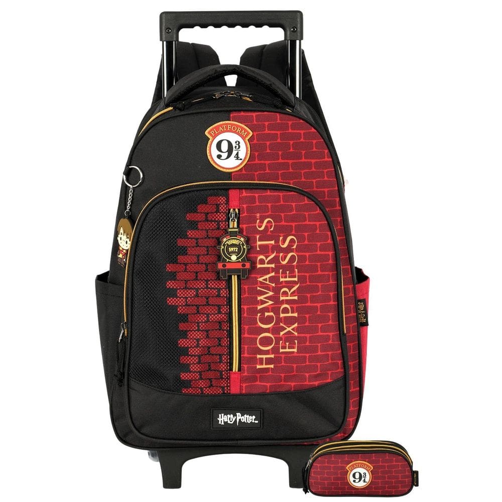 Kit Escolar Harry Potter Mochila Rodas + Estojo Triplo Luxo