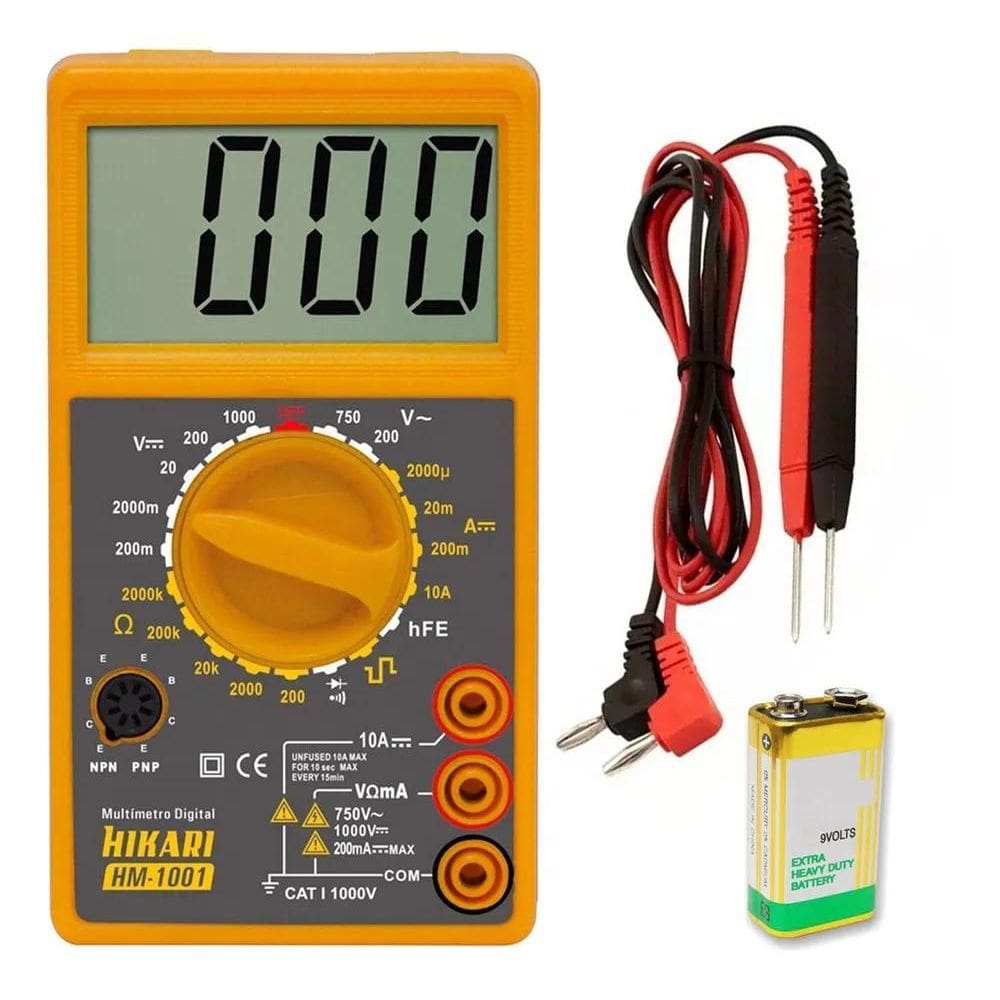 2X Multímetro Digital Hikari Hm 1001 Beep Continuidade Lcd
