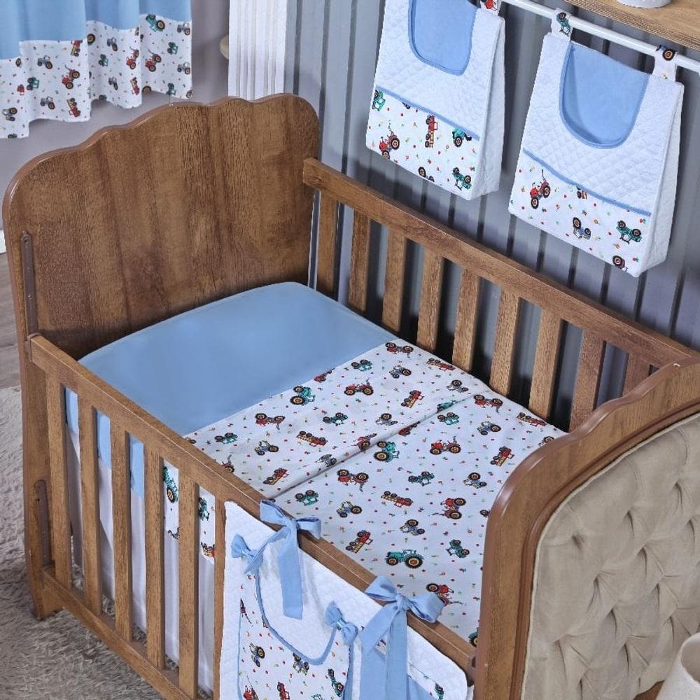 Lençol Berço Sem Elástico Percal Algodão Liso Bebe Menino