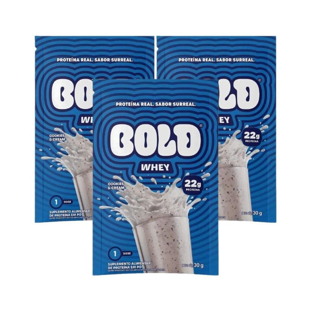 Kit 3 Whey 22G Concentrado Sache Cookies E Cream 30G Bold