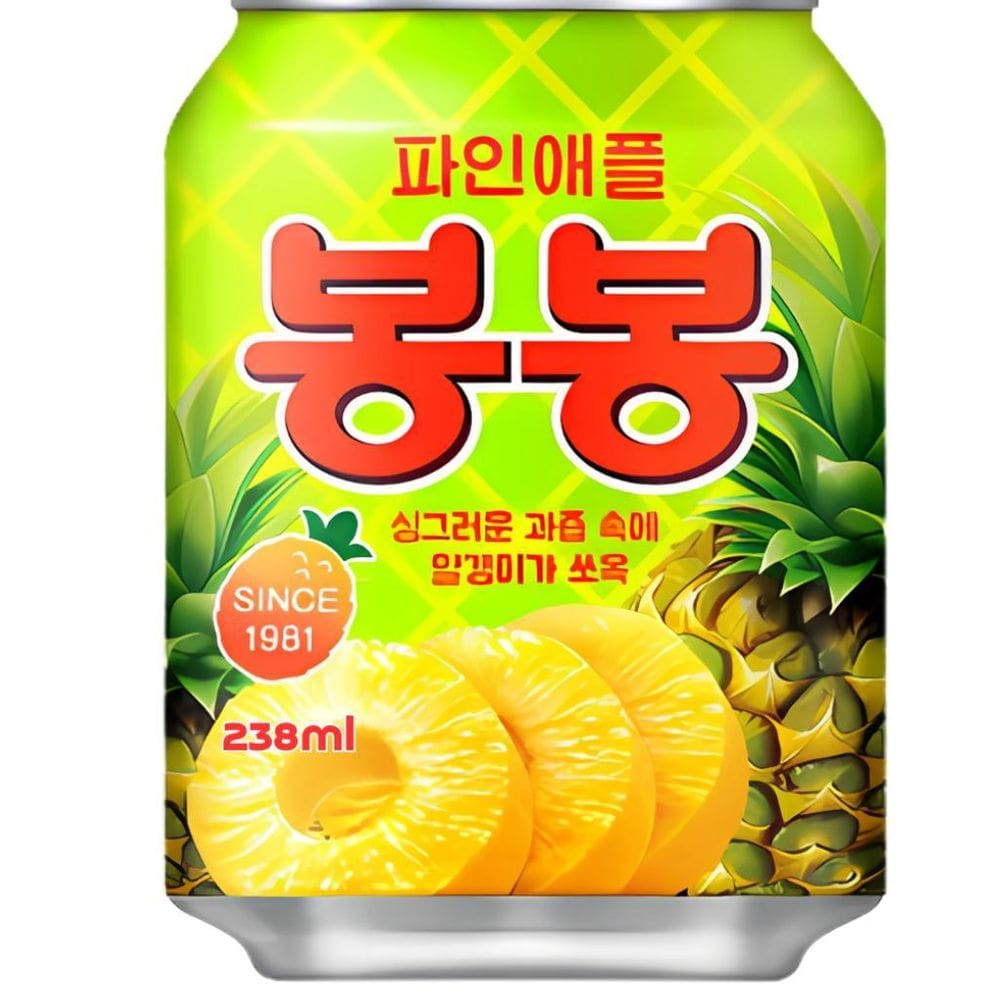 Suco Coreano Haitai Bonbon Abacaxi Com Pedaços Fruta 238Ml