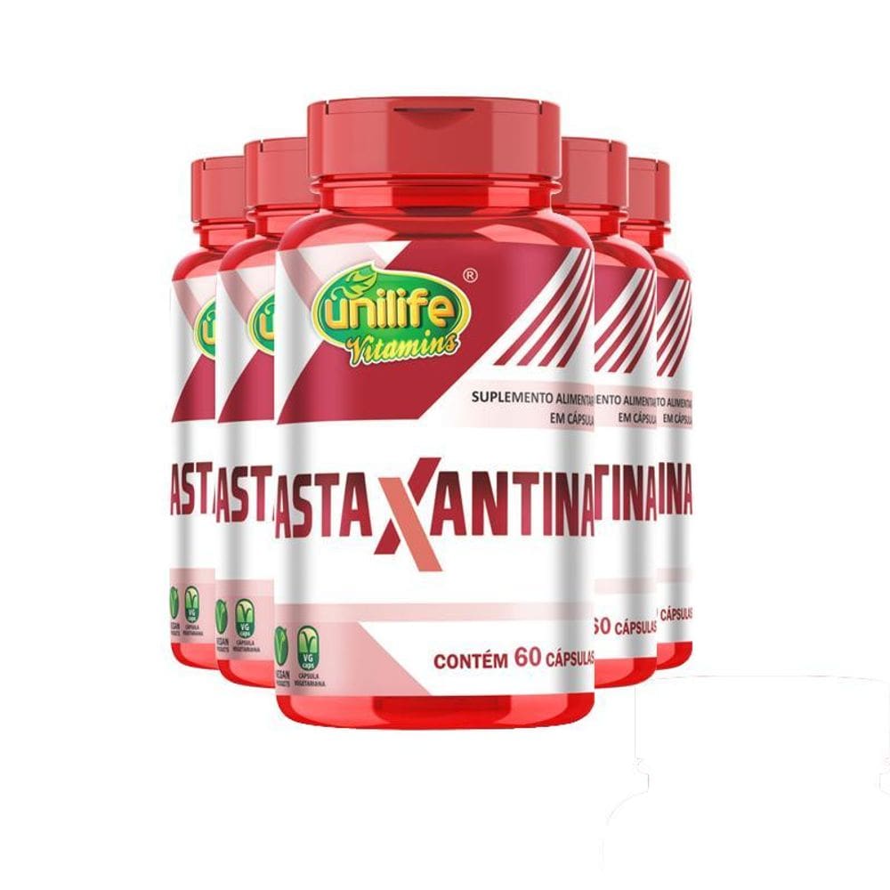 Kit 5 Astaxantina 400Mg Unilife 60 Cápsulas