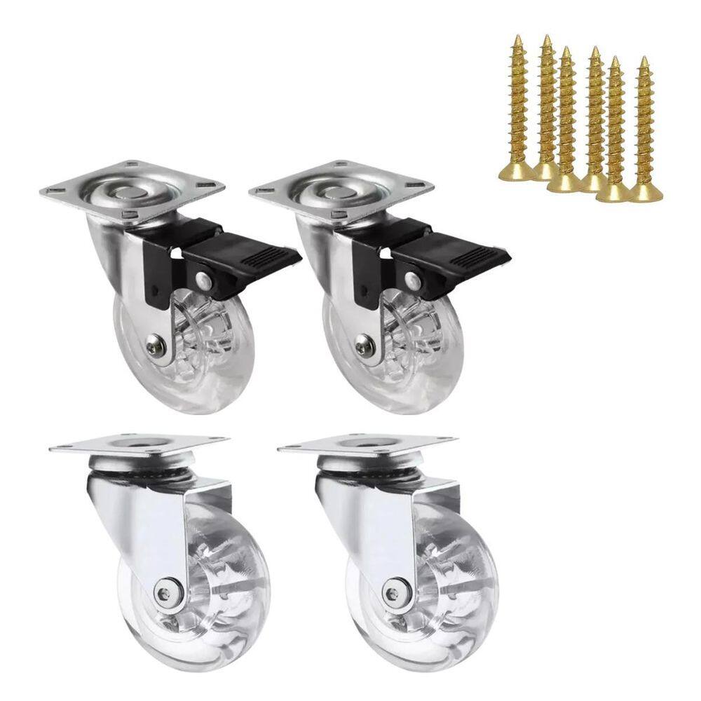 Kit 4 Rodízio Giratório Gel Rodinha Silicone 35Mm Parafusos