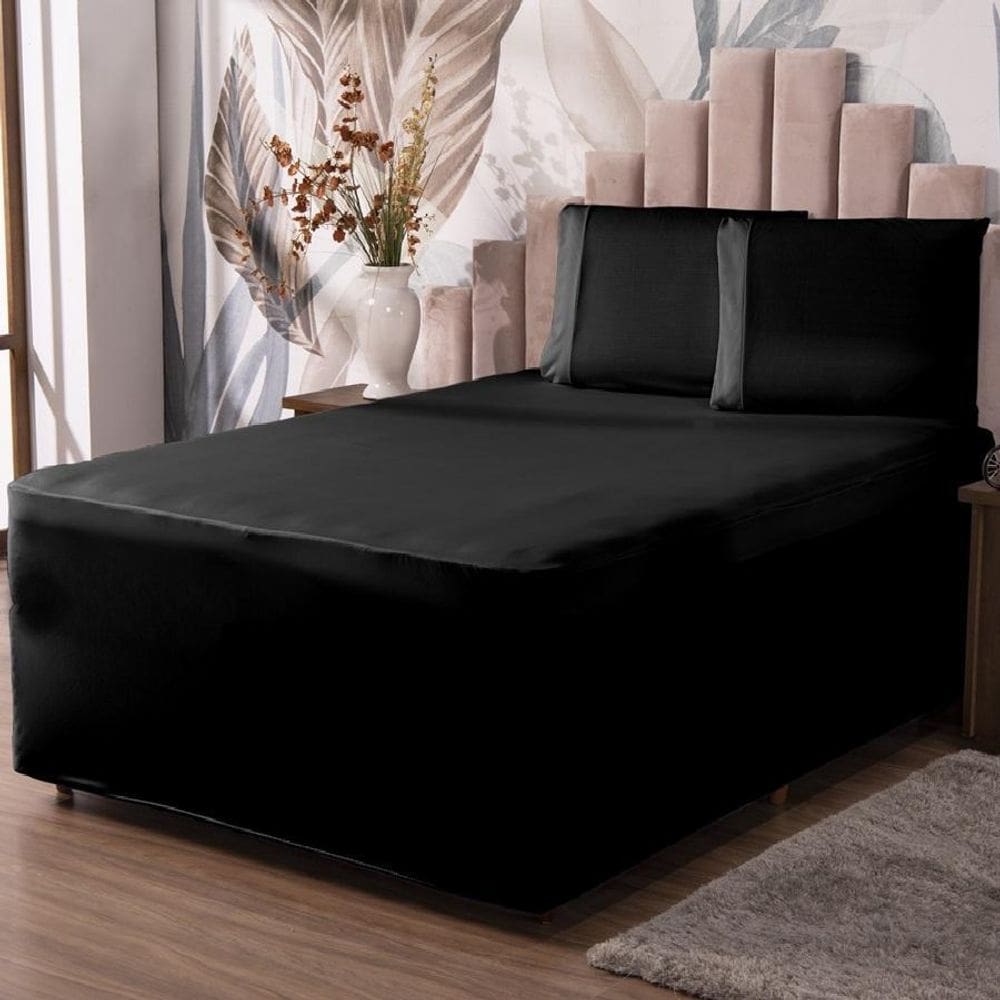 Jogo De Lençol Luva King Conjugada Colchão E Box Malha 3P