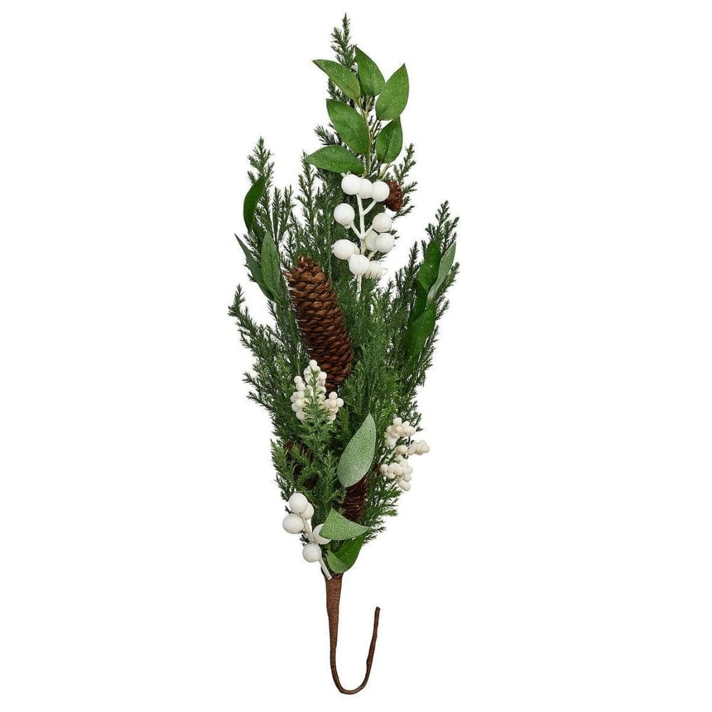 Galho Nevado Verde Branco E Marrom 67Cm 1 Unidade 1041258