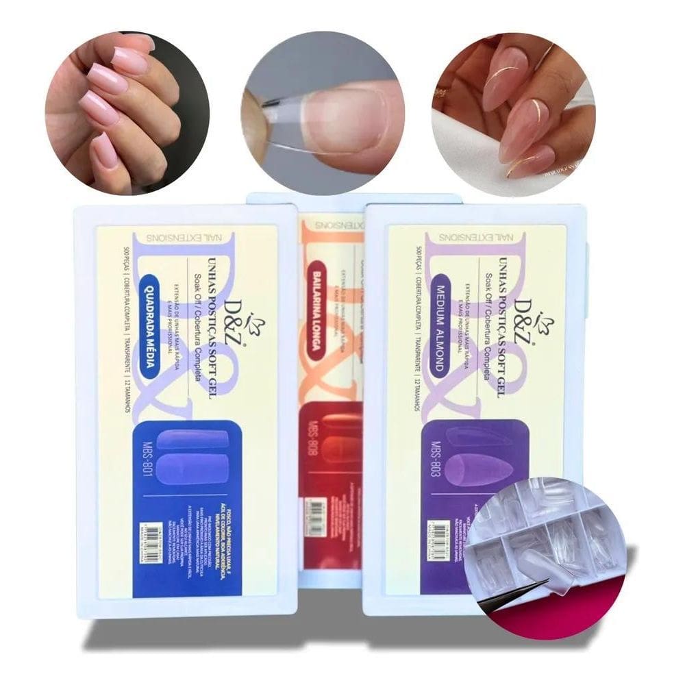 2X Caixa Unha Soft Gel X Postiças Ultra Natural Realista 500