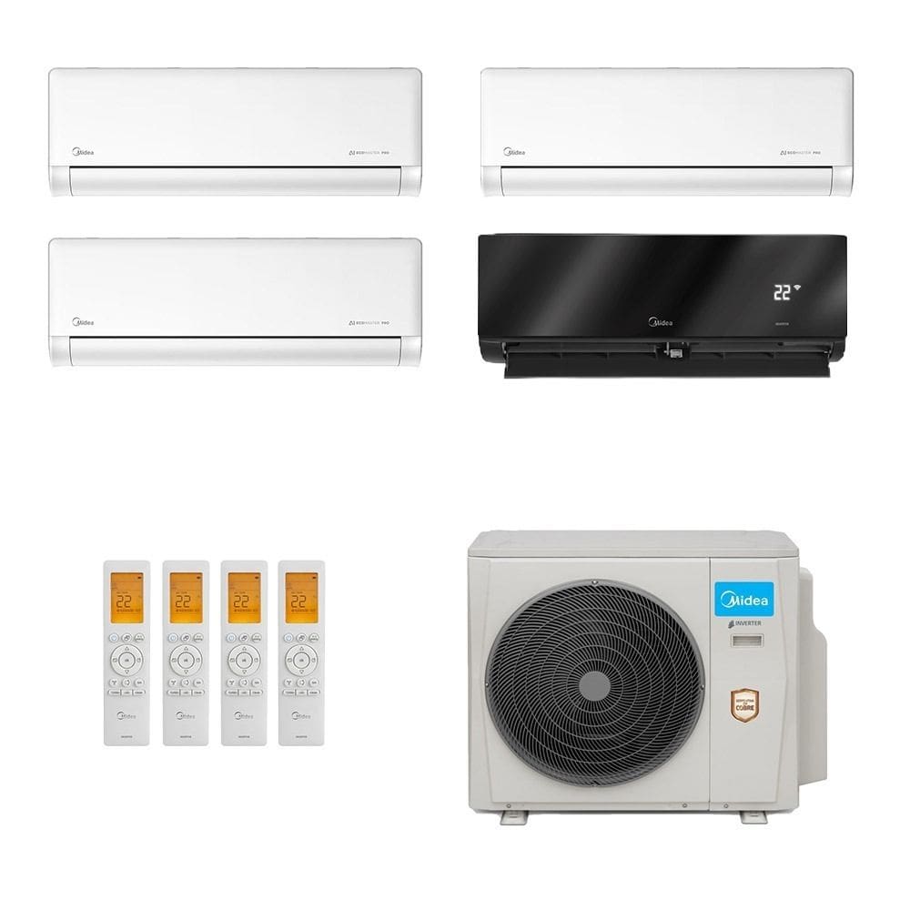 Ar-Condicionado Multi Split Inverter Midea 42.000 (1x Evap HW 9.000 + 2x Evap HW 12.000 + 1x Evap HW 24.000) Quente/Frio 220V