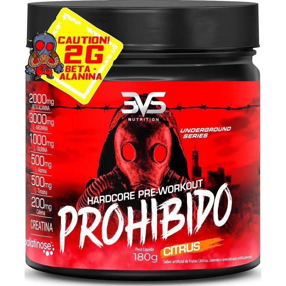 2X Pré Treino Prohibido 180G - Sabor: Citrus Com Fórmula Ava