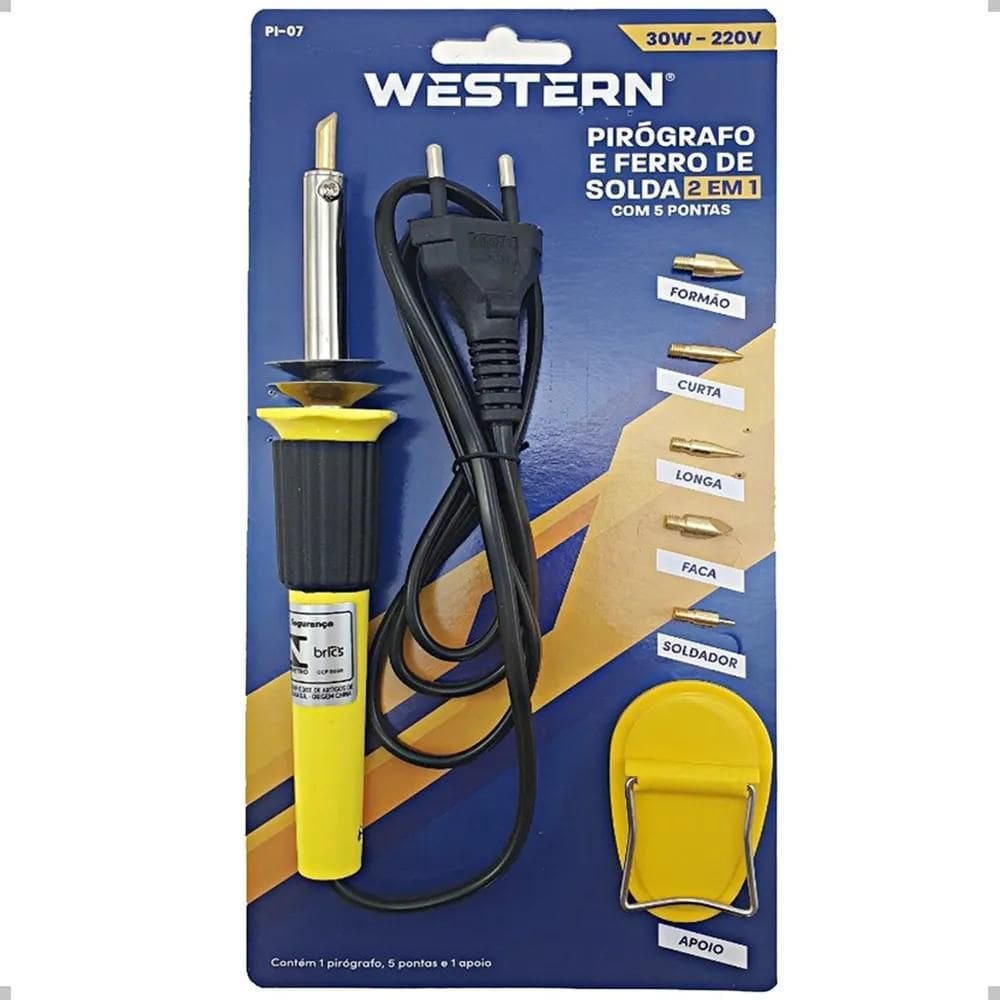 2X Pirografo Gravador Madeira Couro Ferro Solda 5 Pontas 127