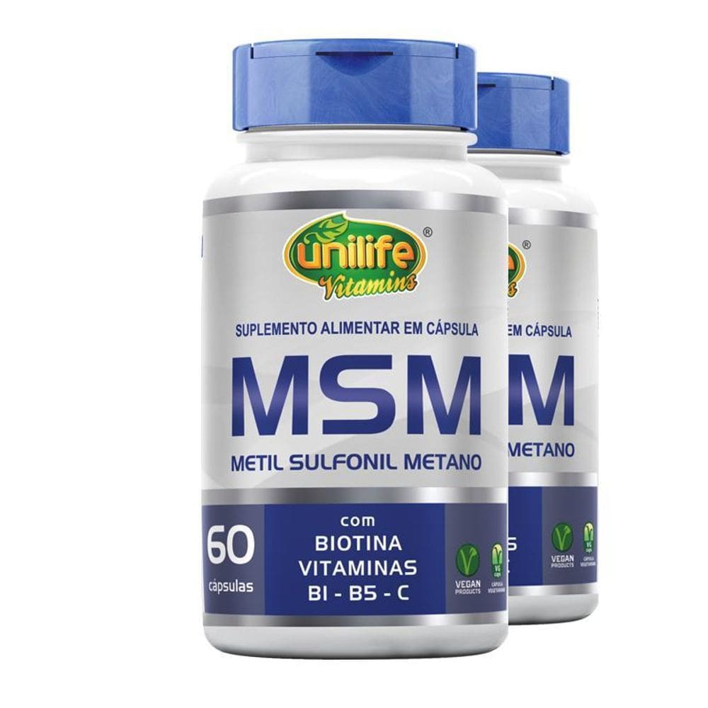 Kit 2 Msm Metil Sufonil Metano Biotina Unilife 60 Cap