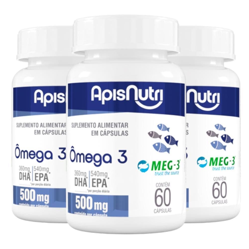 Kit 3 Ômega 3 Epa Dha Meg-3 Apisnutri 60 Cápsulas