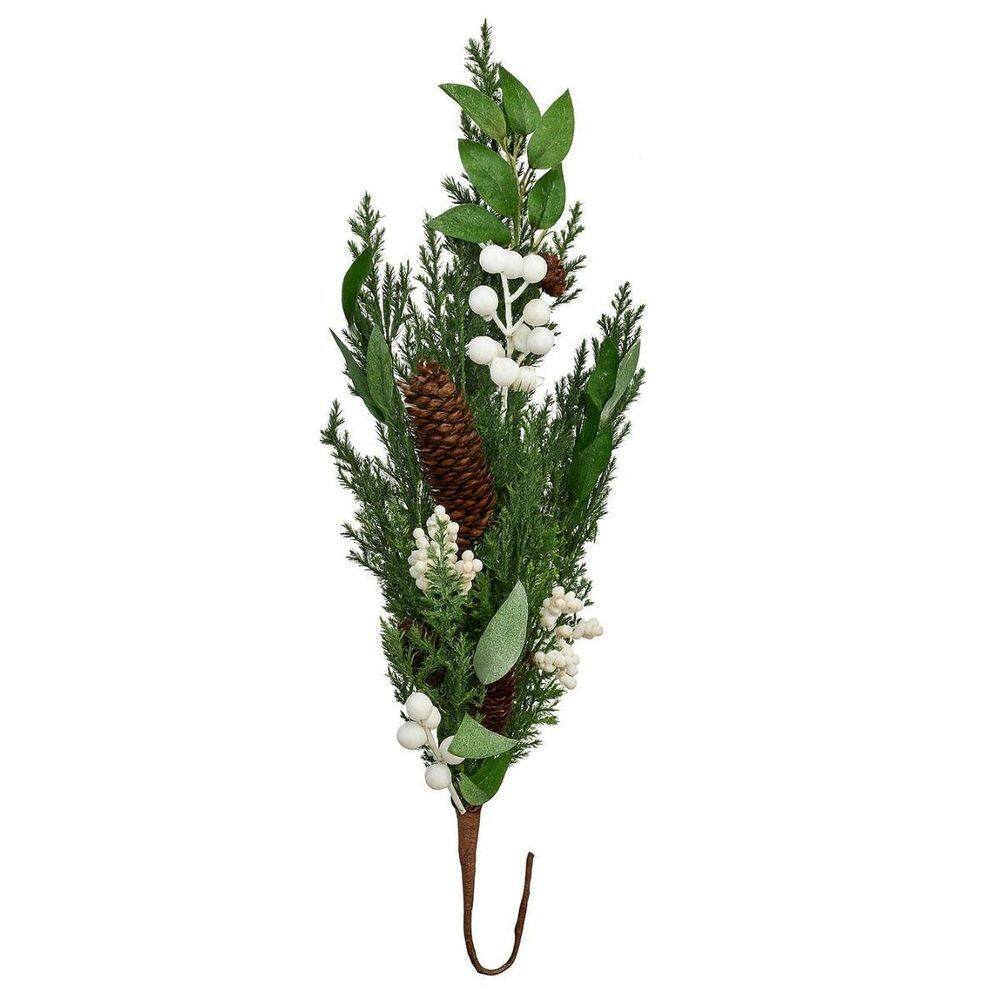 Galho Nevado Verde Branco E Marrom 67Cm 1 Unidade 1041258