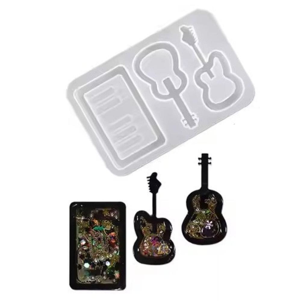 Molde Silicone Violao Guitarra Musica Resina Chocolate