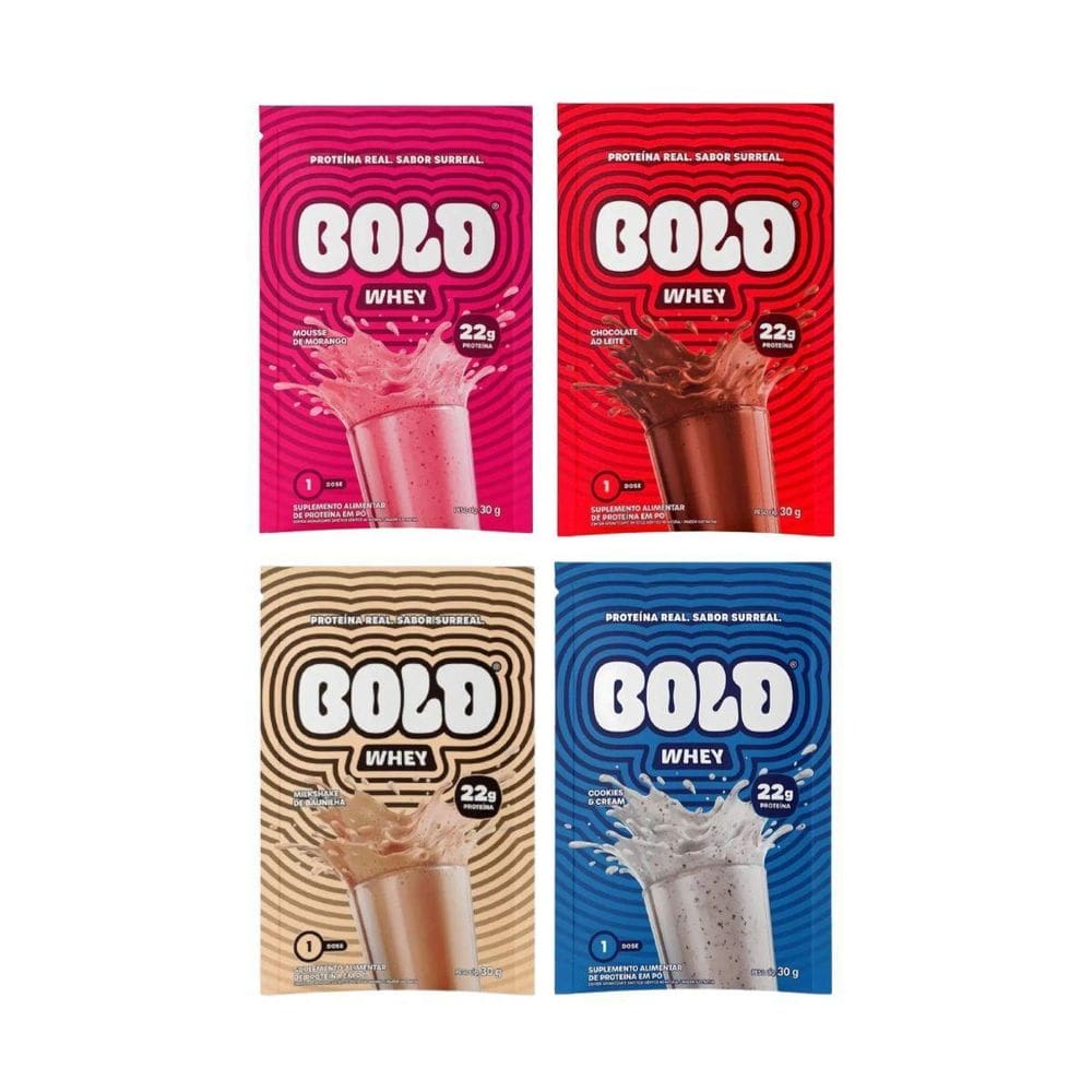 Kit 4 Sabores Whey Protein Sache 22G Concentrado 30G Bold