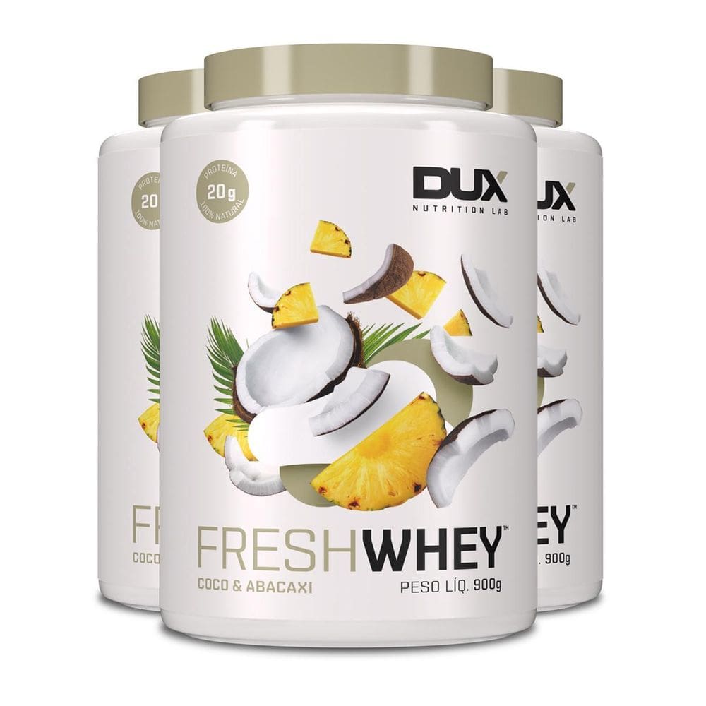Kit 3 Whey Protein Fresh Dux Abacaxi E Coco 900G