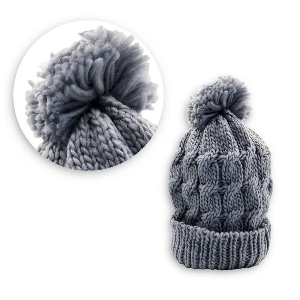Touca Com Pompom Cinza Gorro Quentinho Confortável E Macio