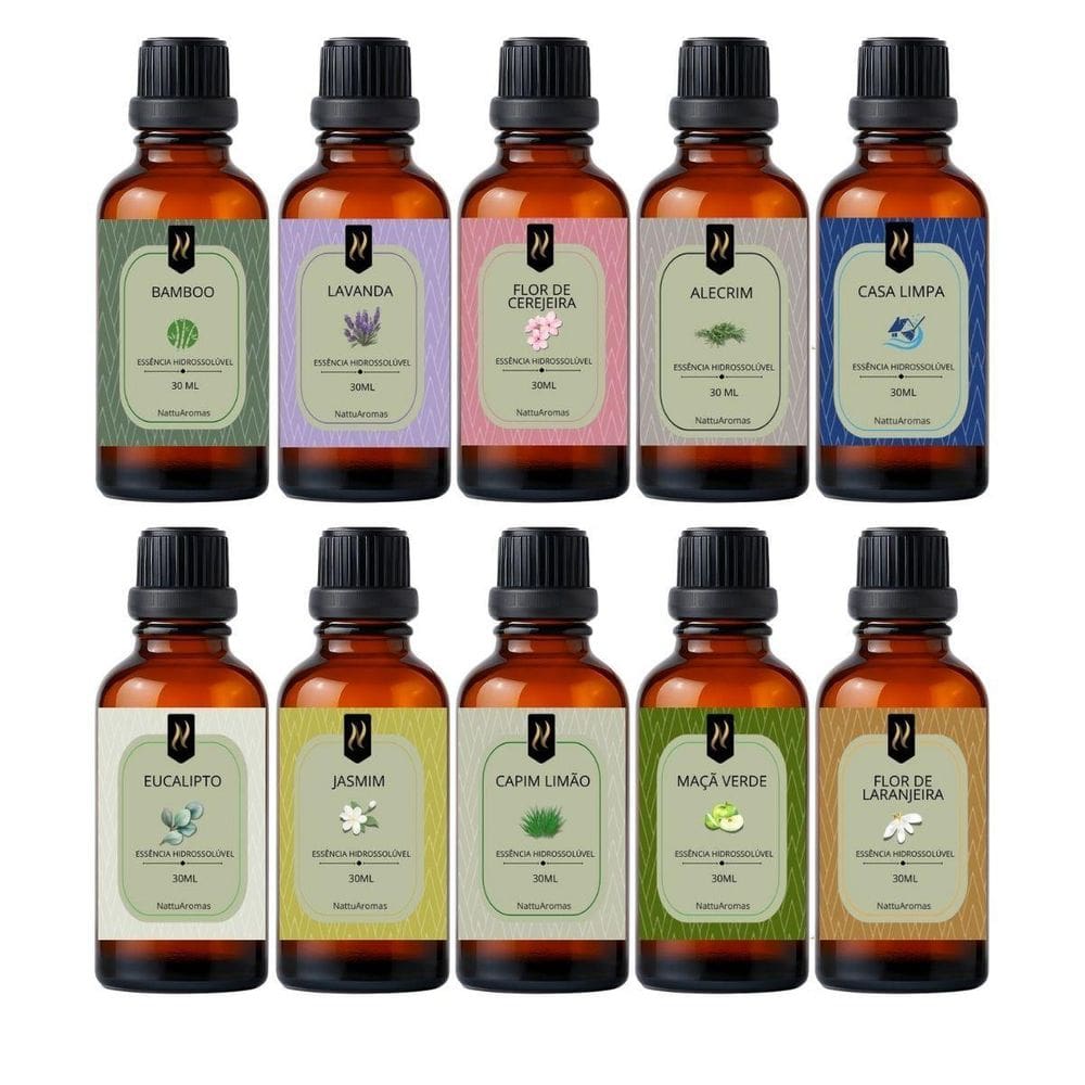 Super Kit 10 Essências Hidrossolúveis 30Ml Difusor Aroma