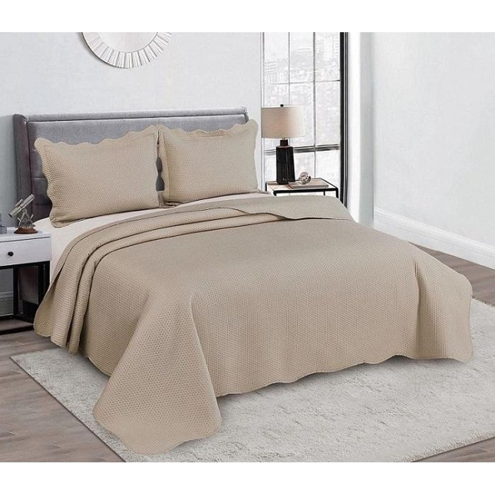 Kit Colcha Cobre Leito Bulet Casal 3 Peças Bege