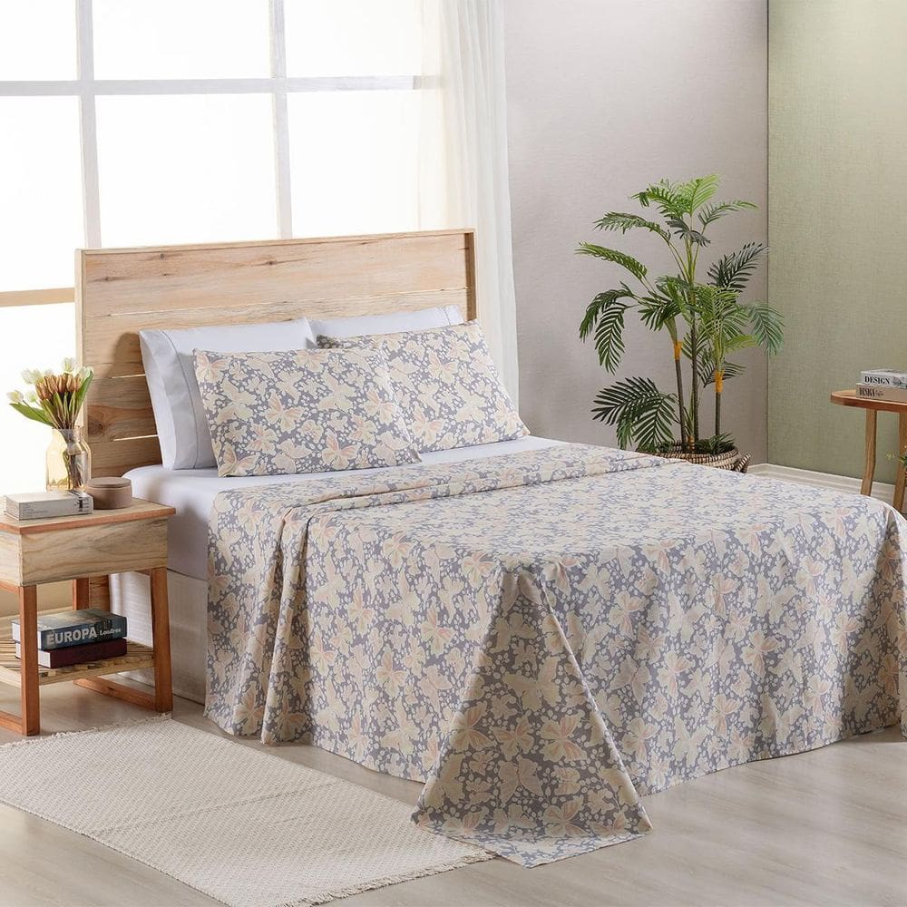 Jogo Lençol 4 Peças King Percal 180 Fios Home Style Peplum