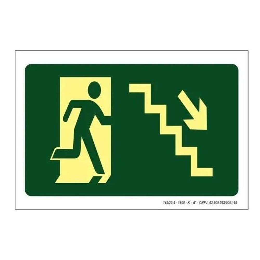 2X Placa De Sinalização Fotoluminescente S8 Escada Direita