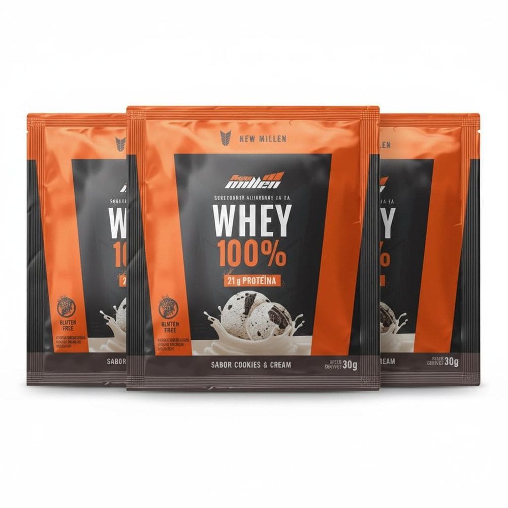 Kit 3 Whey Protein 100% 21G Proteina Cookies&Cream Sache