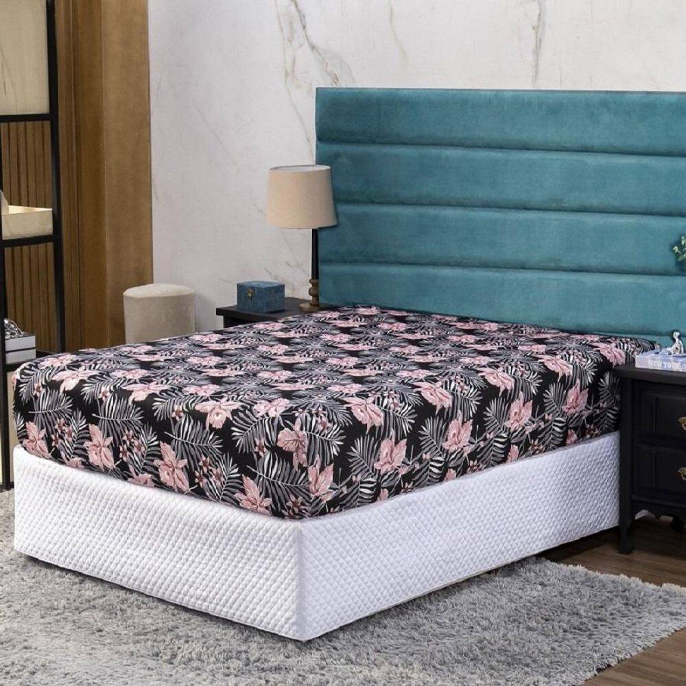 Lençol Solteiro Com Elástico Prático Malha Estampada 1 Peça