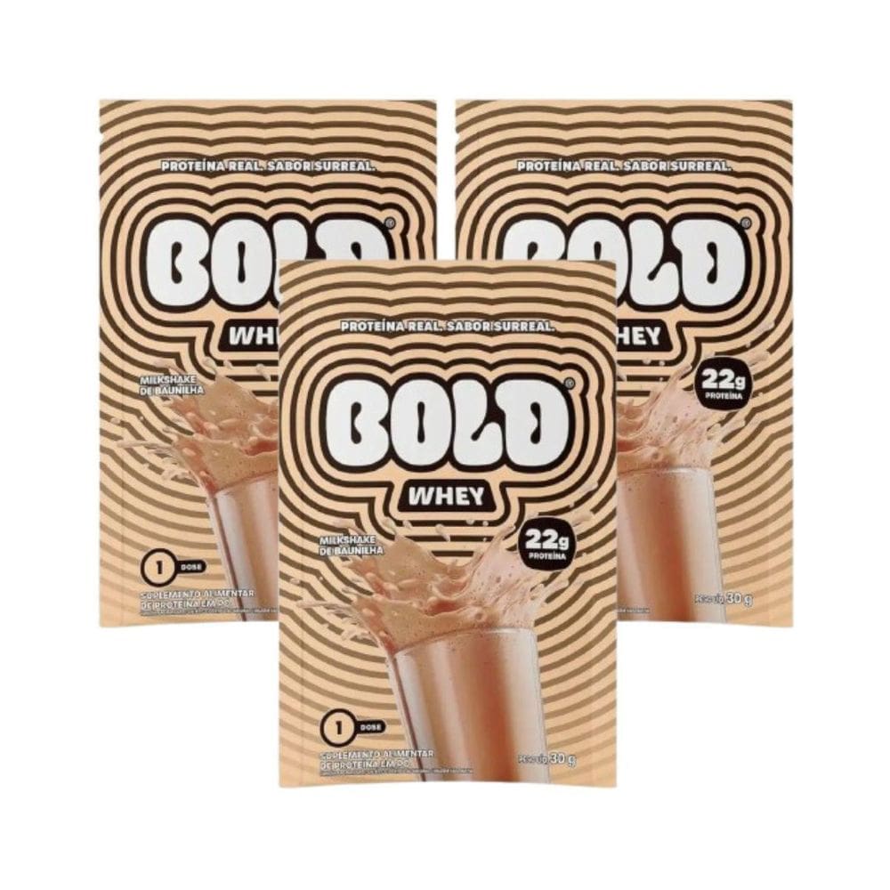 Kit 3 Whey Sache 22G Concentrado Milkshake Baunilha 30G Bold