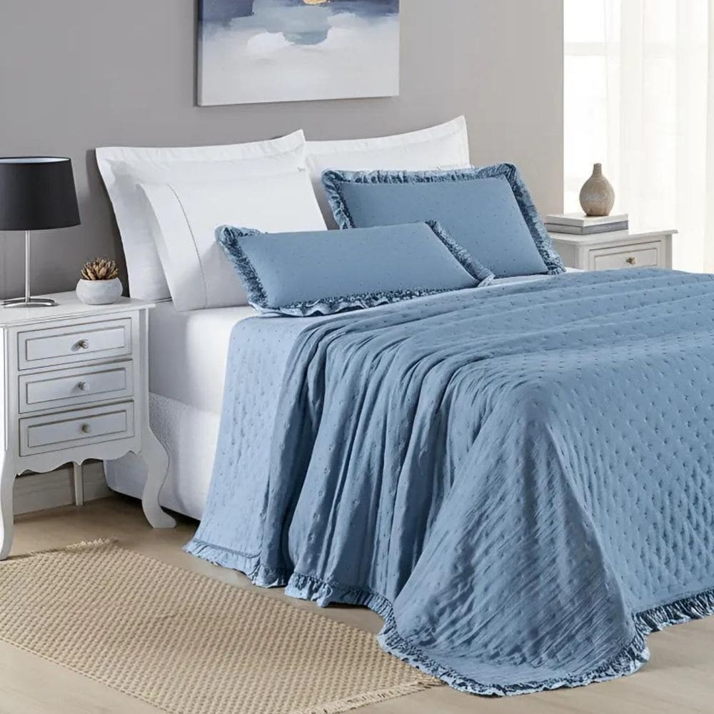 Cobre Leito Casal Queen Size 200 Fio Magnólia Luxo Aconchego