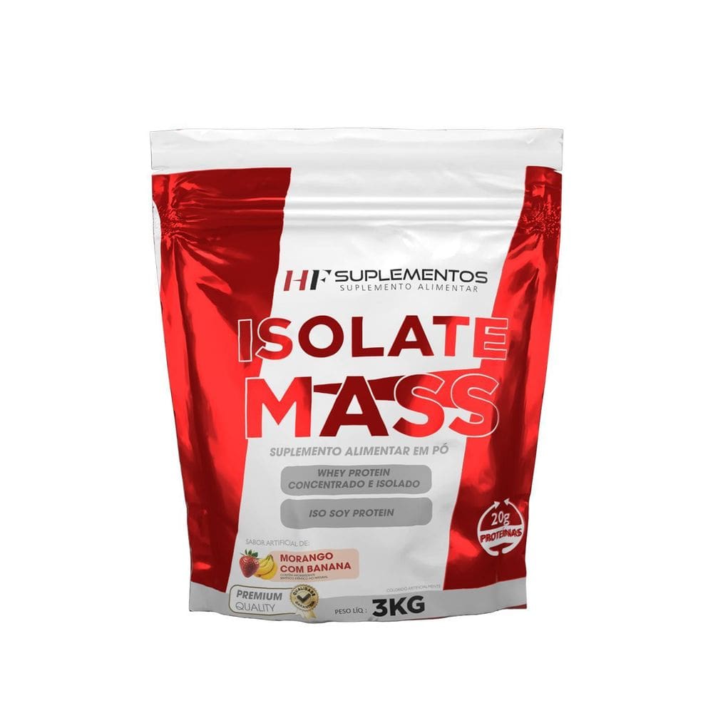 Hipercalorico Isolate Mass 3Kg Morango Banana Hf Suplementos