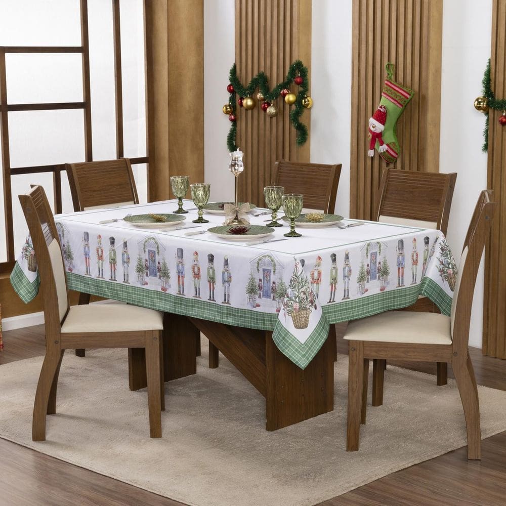 Toalha De Mesa 2,20X1,50 Para 6 Lugares Estampada Natalina