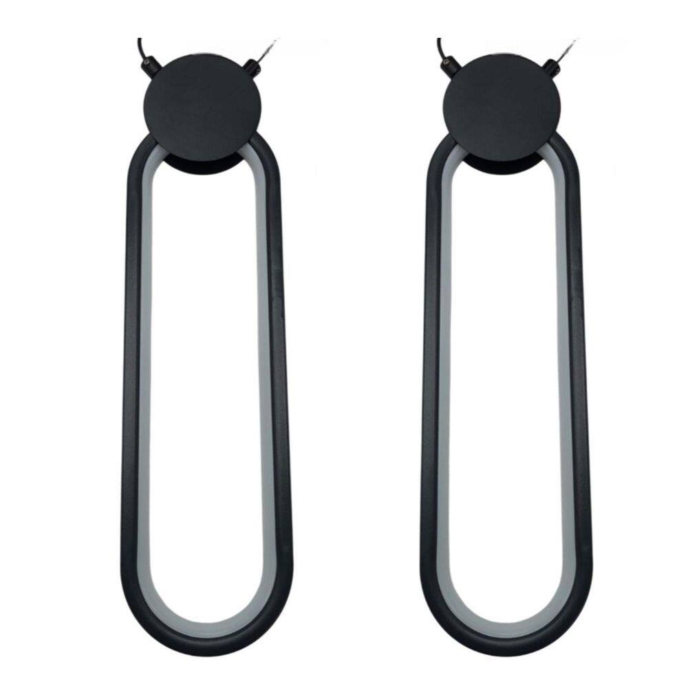 Par Lustre Pendente Oval Led Moderno - Preto