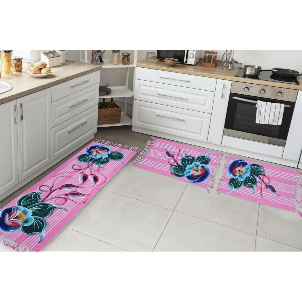 Jogo Passadeira Cozinha Kit 3 Pçs Tear Rustico Pintado A Mão