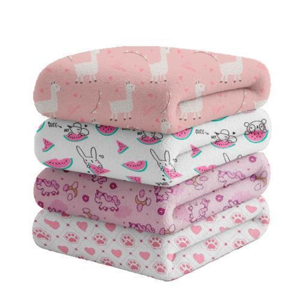 Manta Coberta Bebê Kit 02 Menina Algodão Estampada