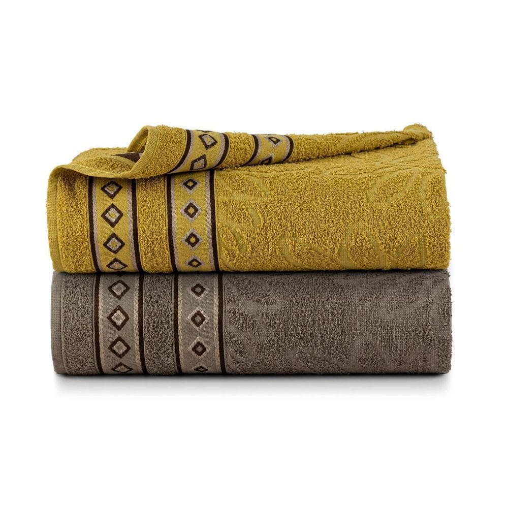 Kit 2 Toalhas De Banho Bloom 100% Algodão Amarelo E Marrom
