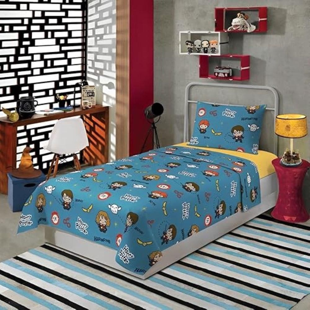 Jogo De Cama Microfibra Solteiro Harry Potter 140X220M