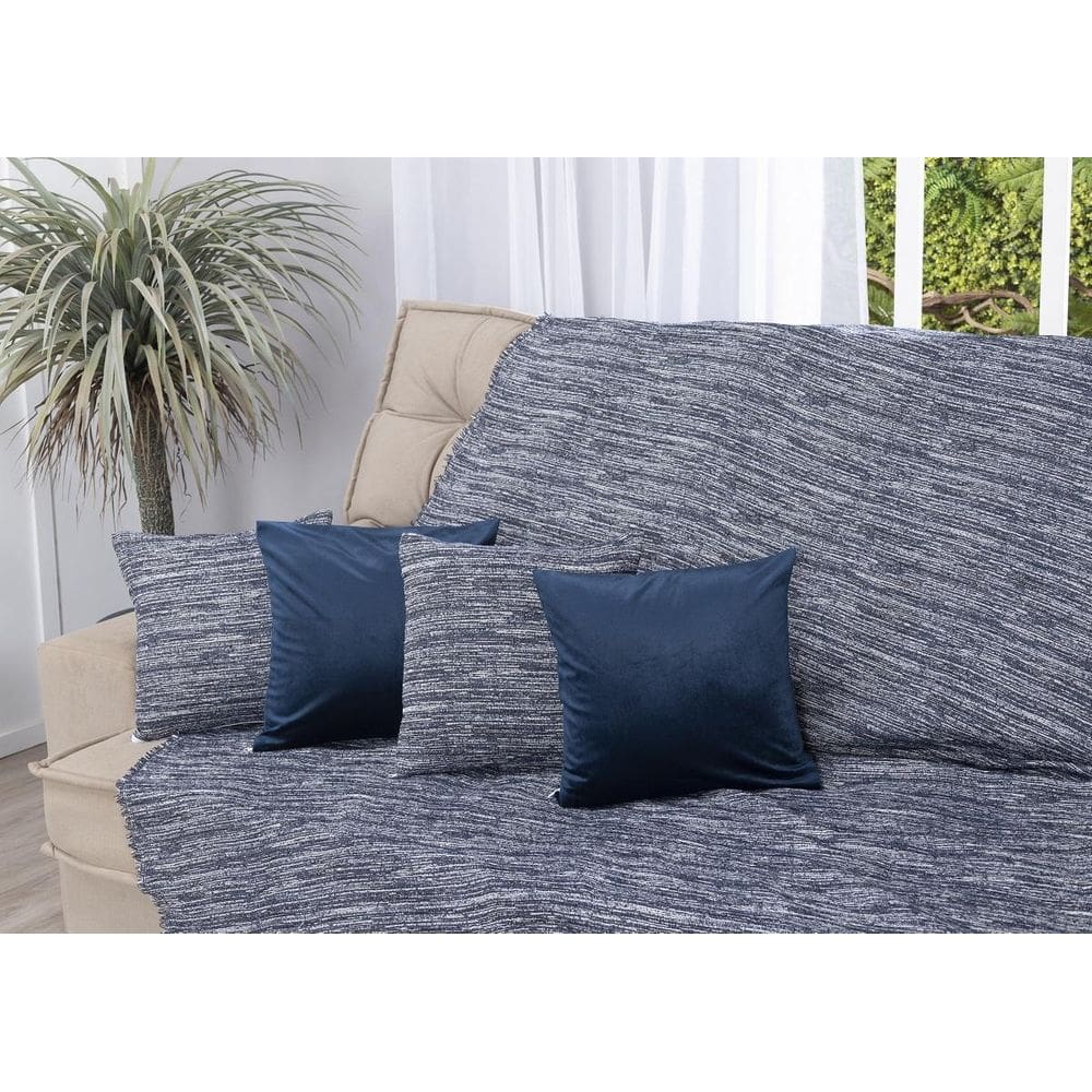 Kit Manta Sofá 2,20 X 1,50 + 4 Capas Almofada Jacquard E