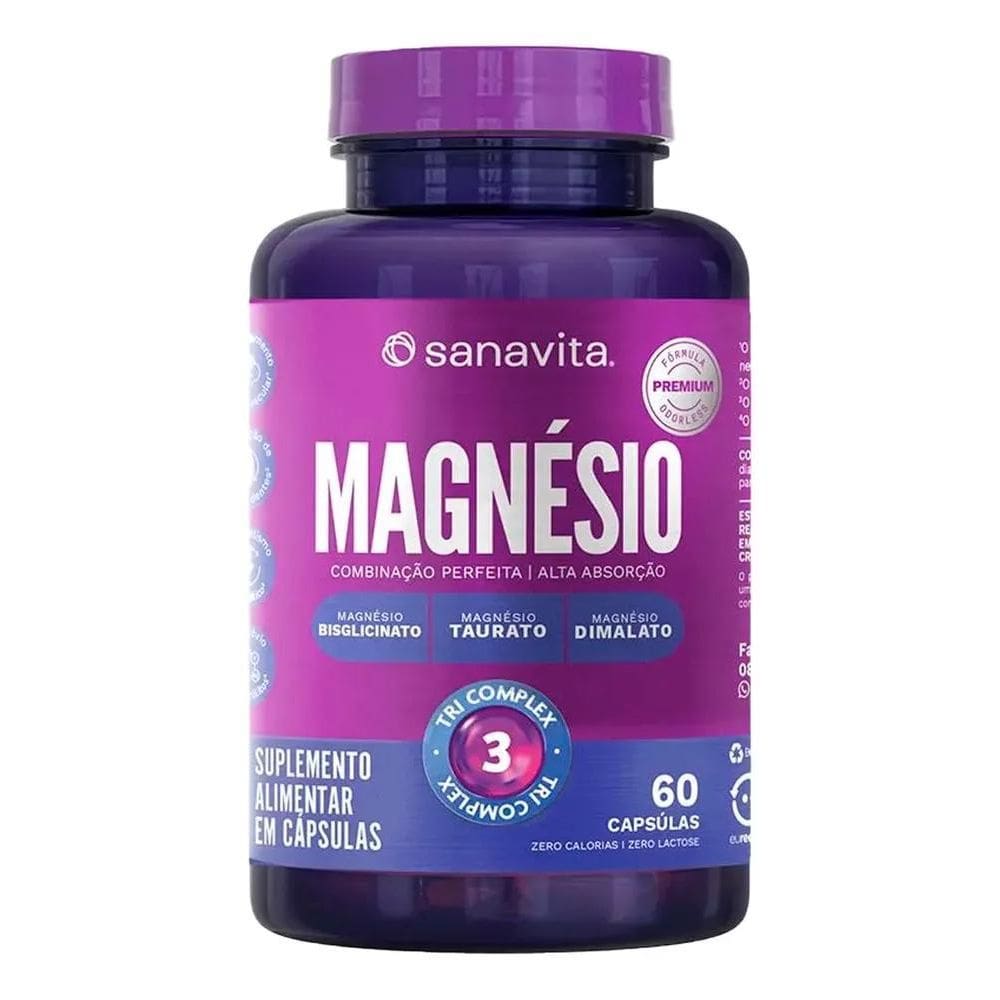 2X Magnésio Tri Complex De 60 Capsulas Da Sanavita Bisglicin