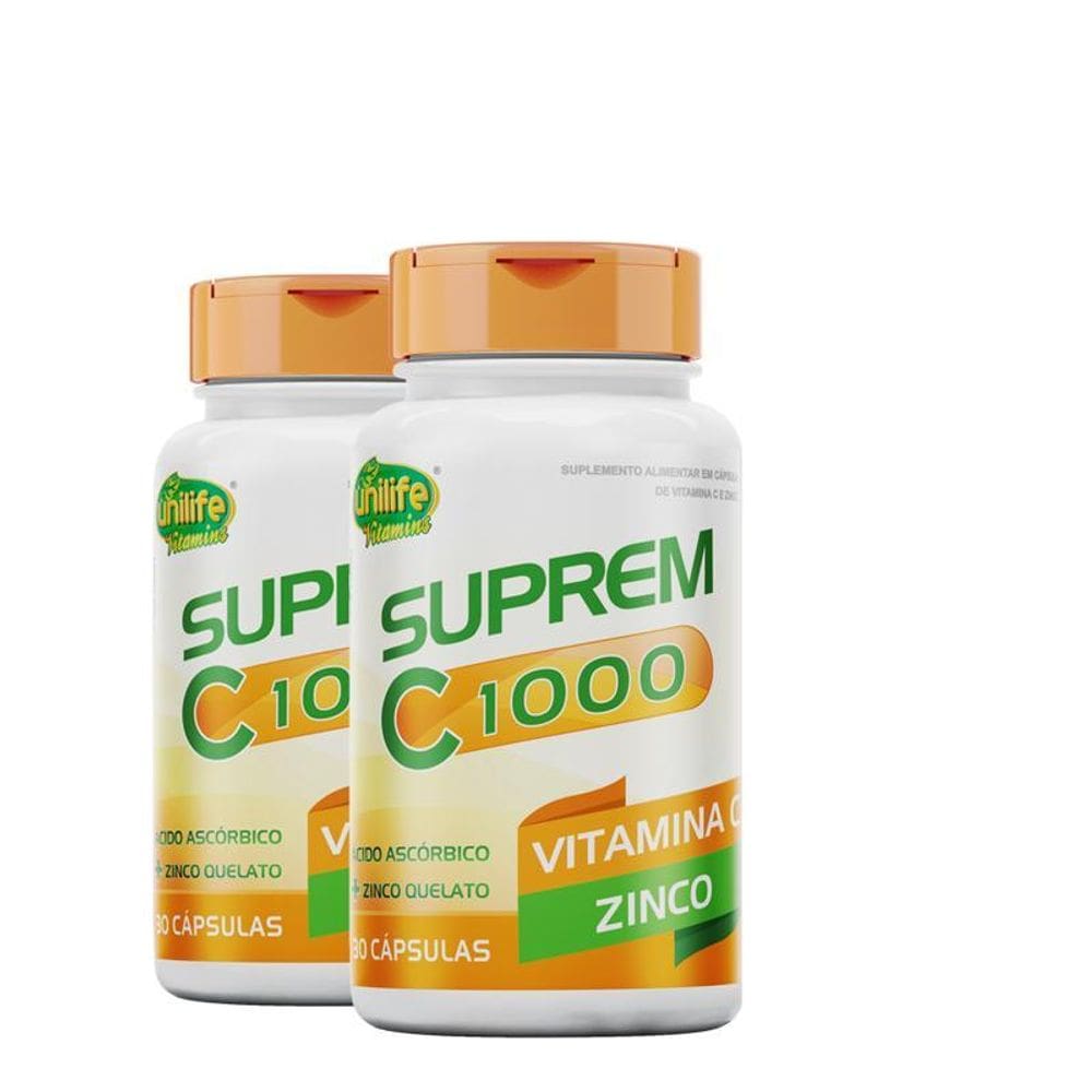 Kit 2 Suprem C 1000Mg Zinco 7Mg Unilife 30 Cápsulas