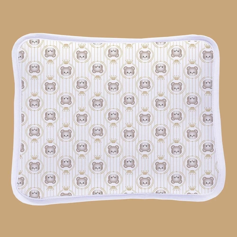 Jogo Berço Bebê Lençol Fronha Malha 100% Algodão Bege