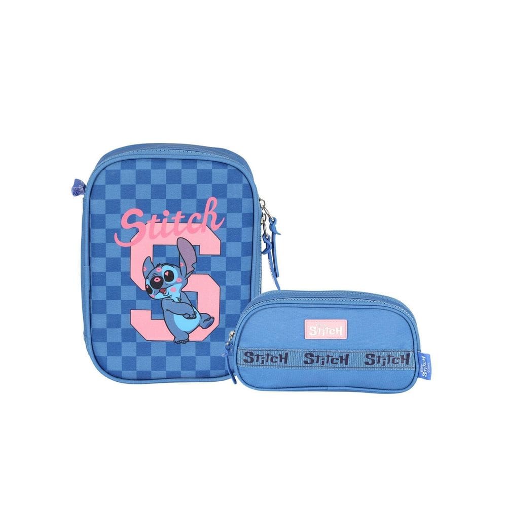 Kit Escolar Lilo Stitch Estojo Box + Estojo Triplo
