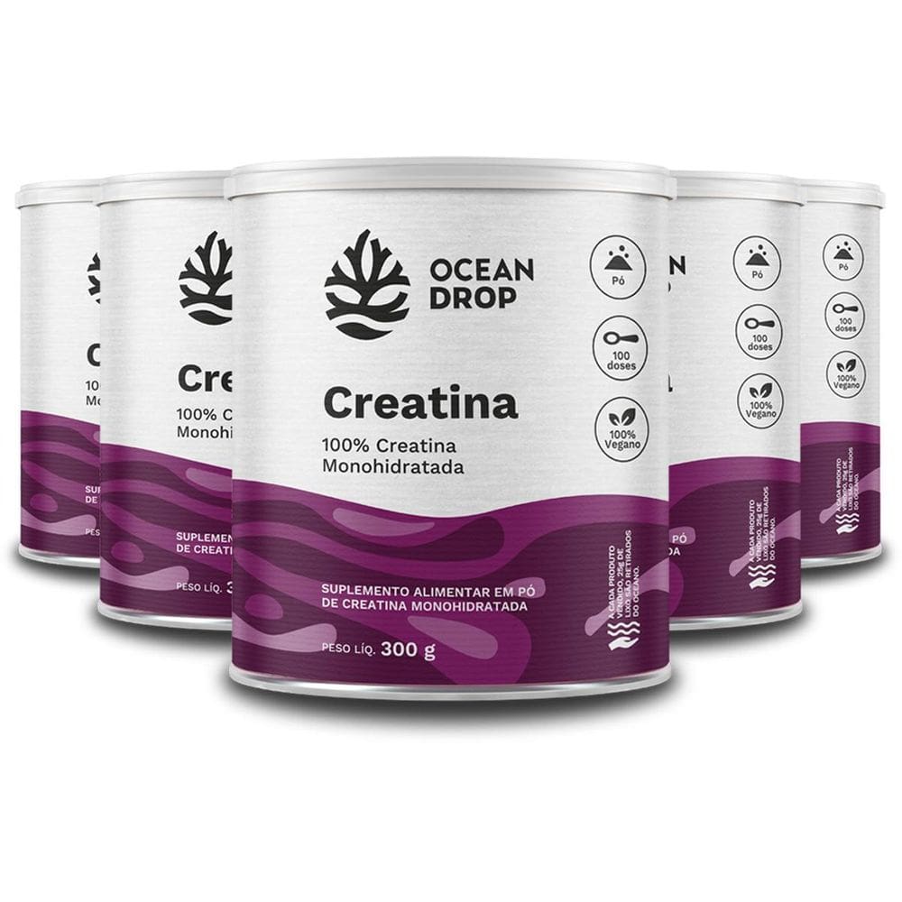 Kit 5 Creatina Monohidratada Ocean Drop Vegana 300G