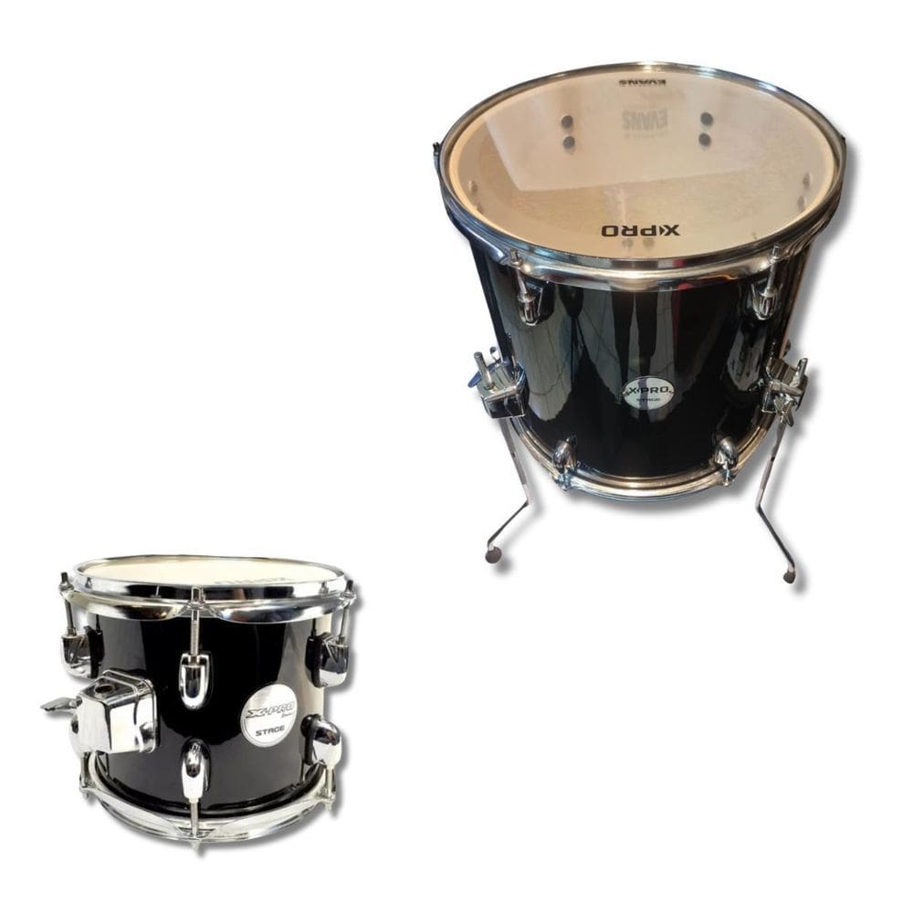 Kit Tom 8 Bateria Em Madeira Caneca Cromo + Surdo 14 X-Pro