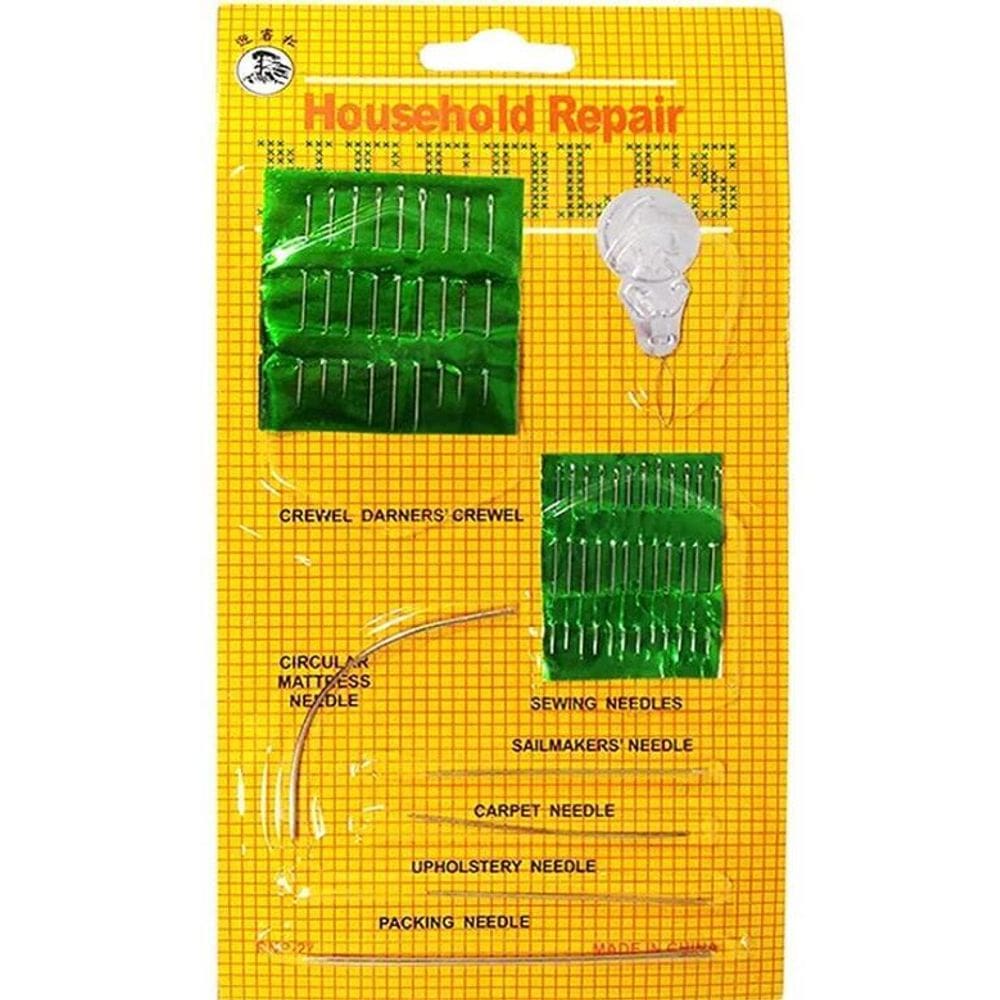 2X Kit Agulhas Mão Agulheiro Costura Bordar Curva 27 Peças