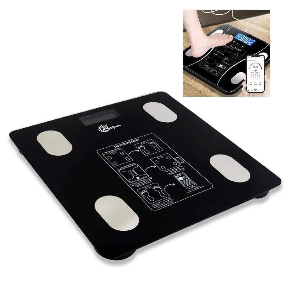 Balanca Corporal Biopedancia Inteligente Bluetooth Digital Medicao Gordura Imc Massa Aplicativo Smart Com App Banheiro F