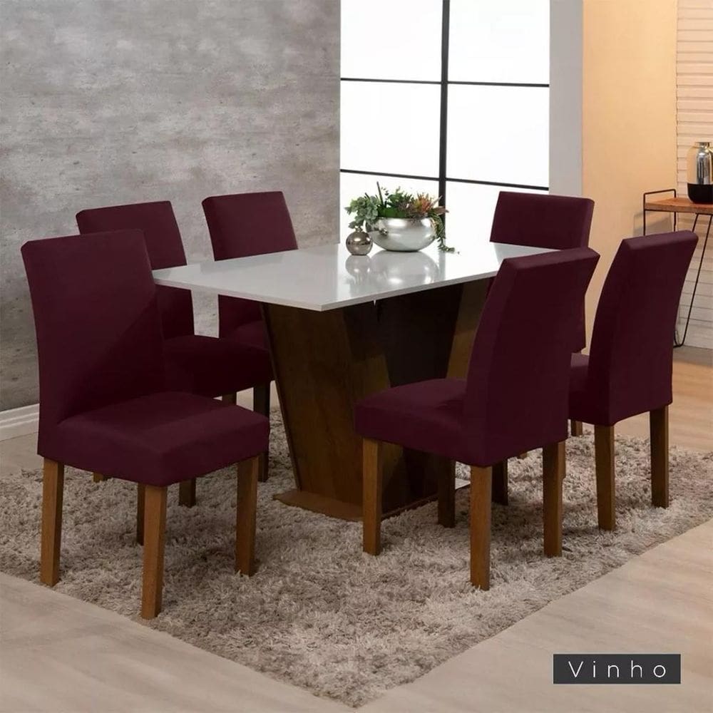 Kit 4 Capas De Cadeira Jantar Cozinha Lisa Com Elástico