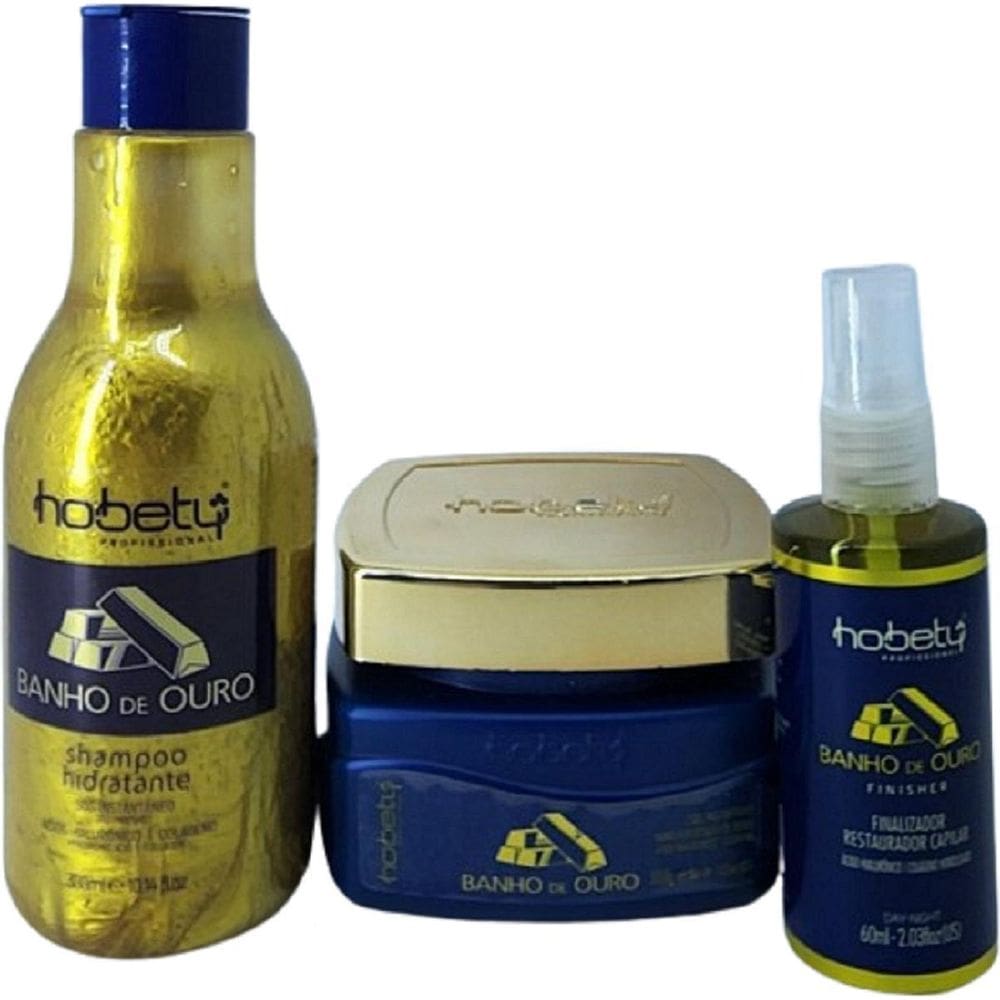 Kit Banho Ouro Sh 300Ml Mas 300G Finalizador 60Ml Hobety